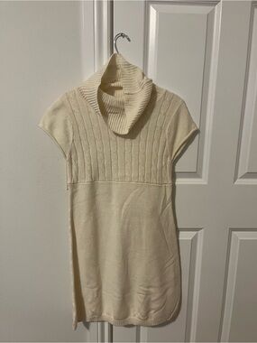 So Wear It Declare It Cream Cable-Knit Turtleneck Mini Dress